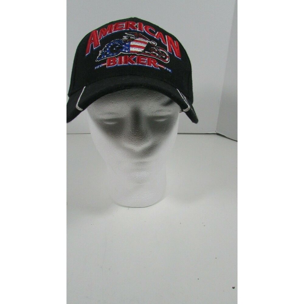 American Biker Black Baseball Hat Adjustable